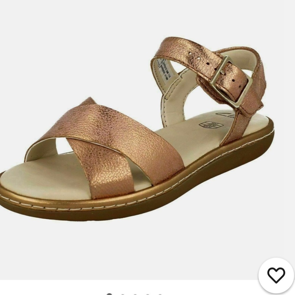 Clarks Kids Rose Gold  'Skylark Pure K' Bronze/ Rose Gold  Leather Sandals